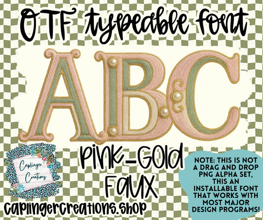 Pink/Gold OTF typeable file + PNGS - Digital download
