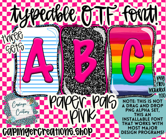 Paper Pals PINK - TYPEABLE OTF FONT + PNGS - Digital download