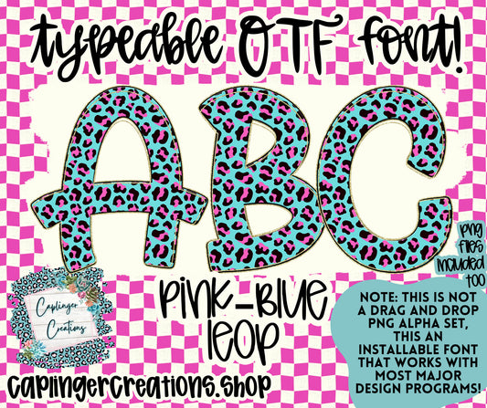 Pink_Blue Leop - TYPEABLE OTF FONT + PNGS - Digital download