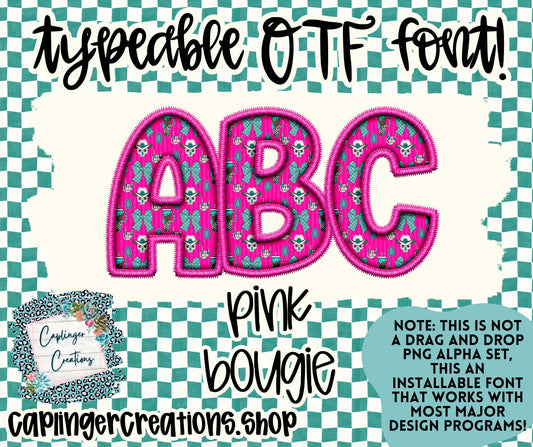 PINK BOUGIE WESTERN - FAUX EMBROIDERY - TYPEABLE OTF FONT - Digital download