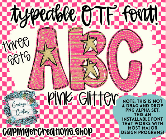 Pink Glitter - TYPEABLE OTF FONT + PNGS - Digital download