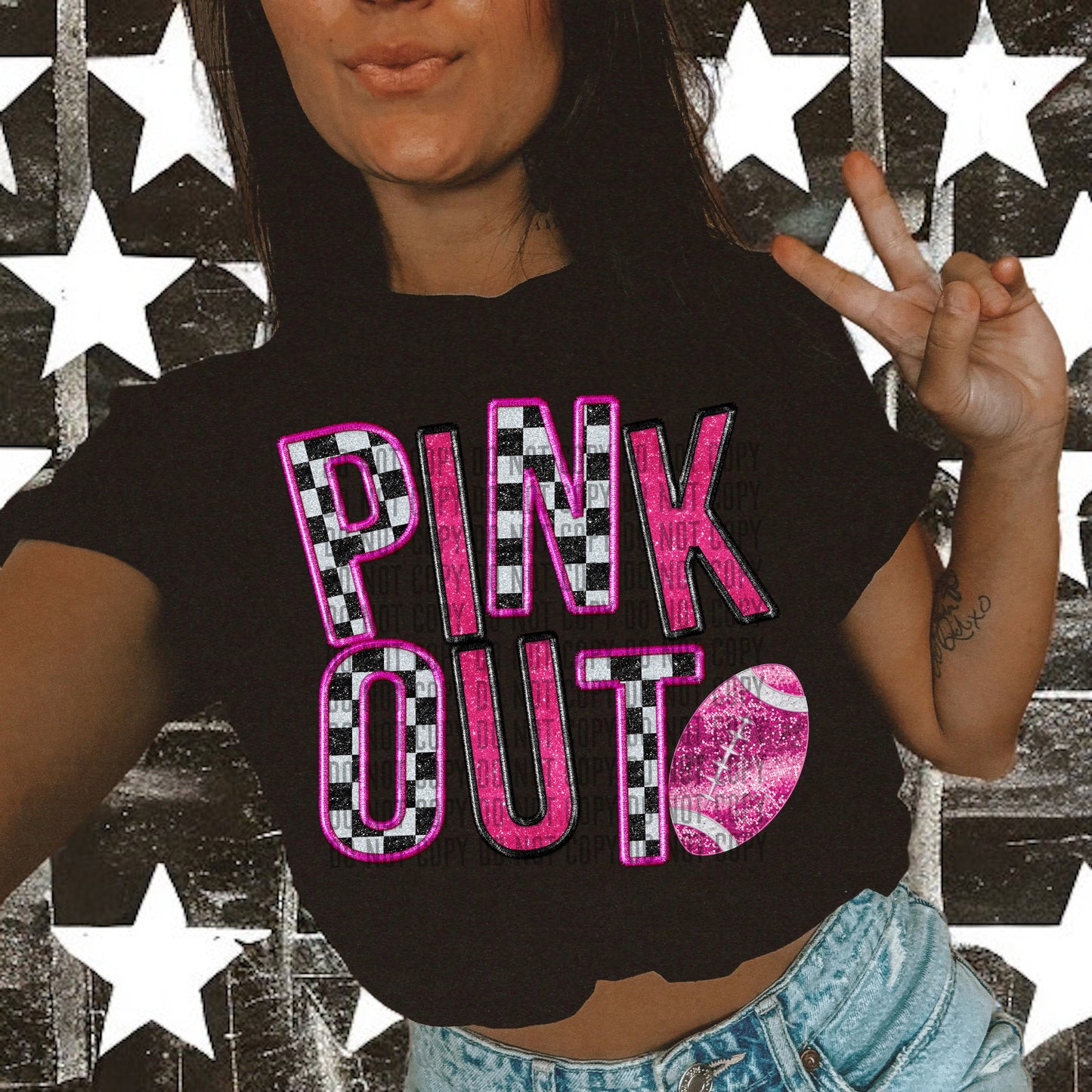 Pink out (Pink/Black & Checkers) - Digital download 300DPI PNG FILE