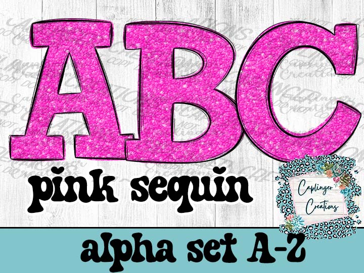 Pink Sequin - ALPHA SET A-Z - Digital download 300DPI PNG FILE