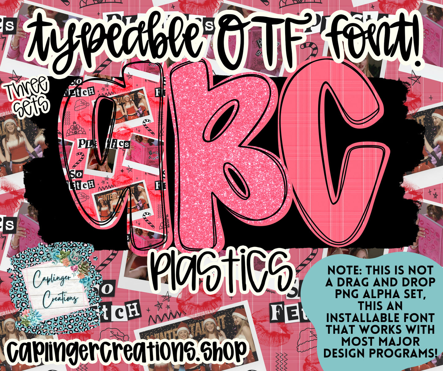 Plastics - TYPEABLE OTF FONT + PNGS - Digital download