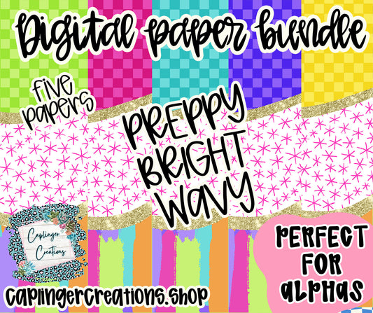Digital Paper bundle Preppy Bright 2- Digital download 300DPI PNG FILE