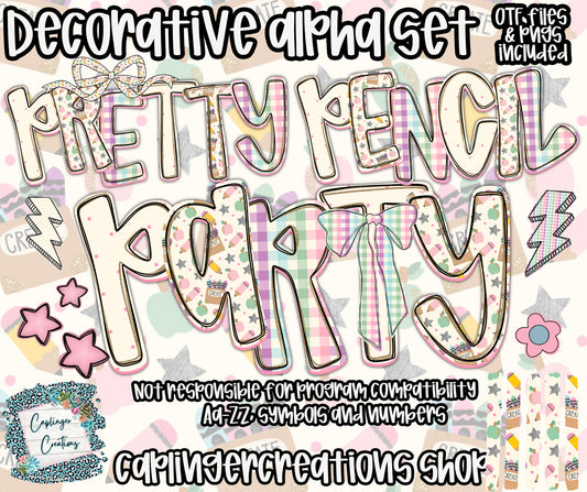 Pretty Pencil Party - OTF & Drag and Drop PNGS- commercial use included - Digital download