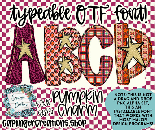 Pumpkin Charm - TYPEABLE OTF FONT + PNGS - Digital download
