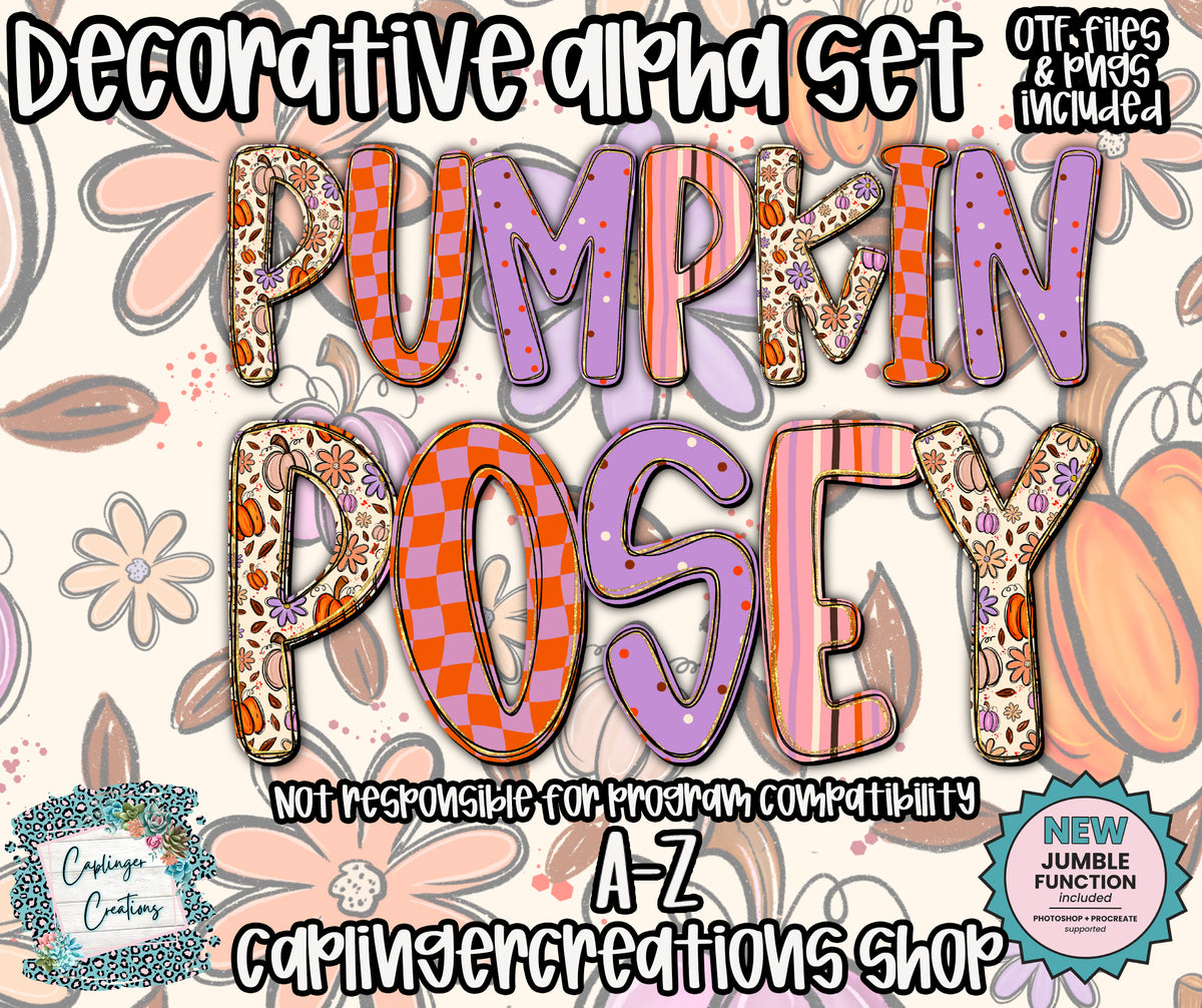 Pumpkin Posey - TYPEABLE OTF FONT + PNGS - Digital download