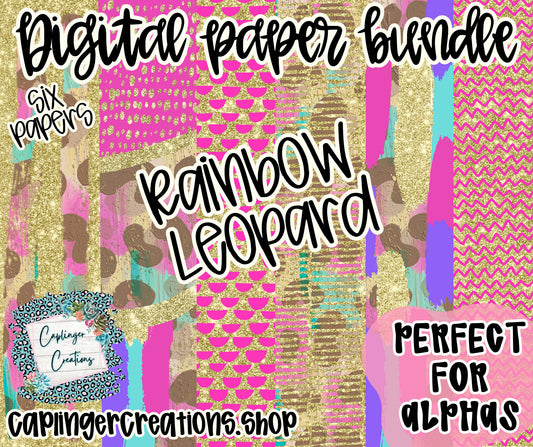 ***LIMITED*** Digital Paper bundle RAINBOW LEOPARD - Digital download 300DPI PNG FILE