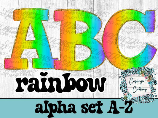 Rainbow - ALPHA SET A-Z - Digital download 300DPI PNG FILE