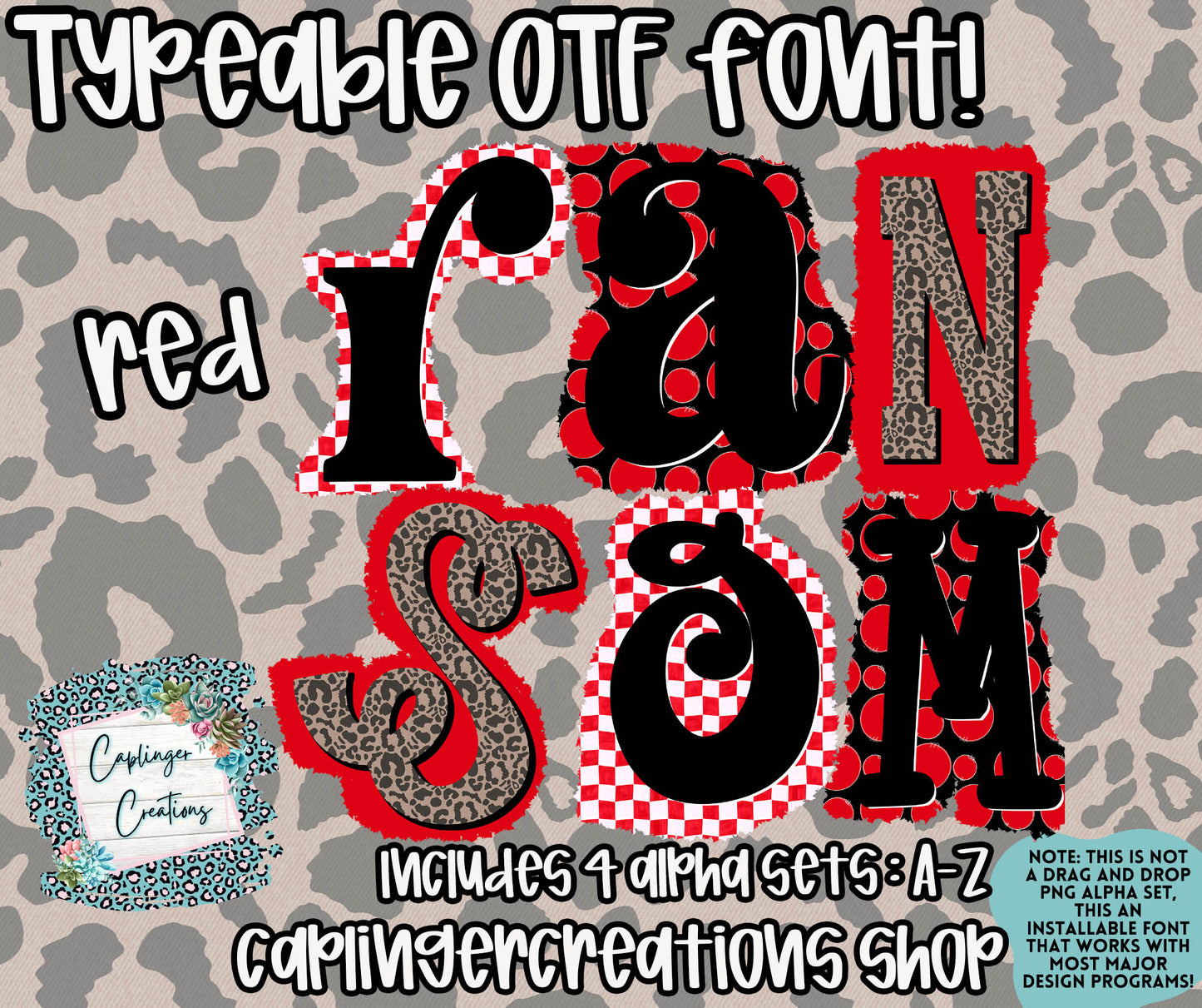 RANSOM Spirit - OTF typeable & Drag and Drop PNGS- commercial use included - Digital download