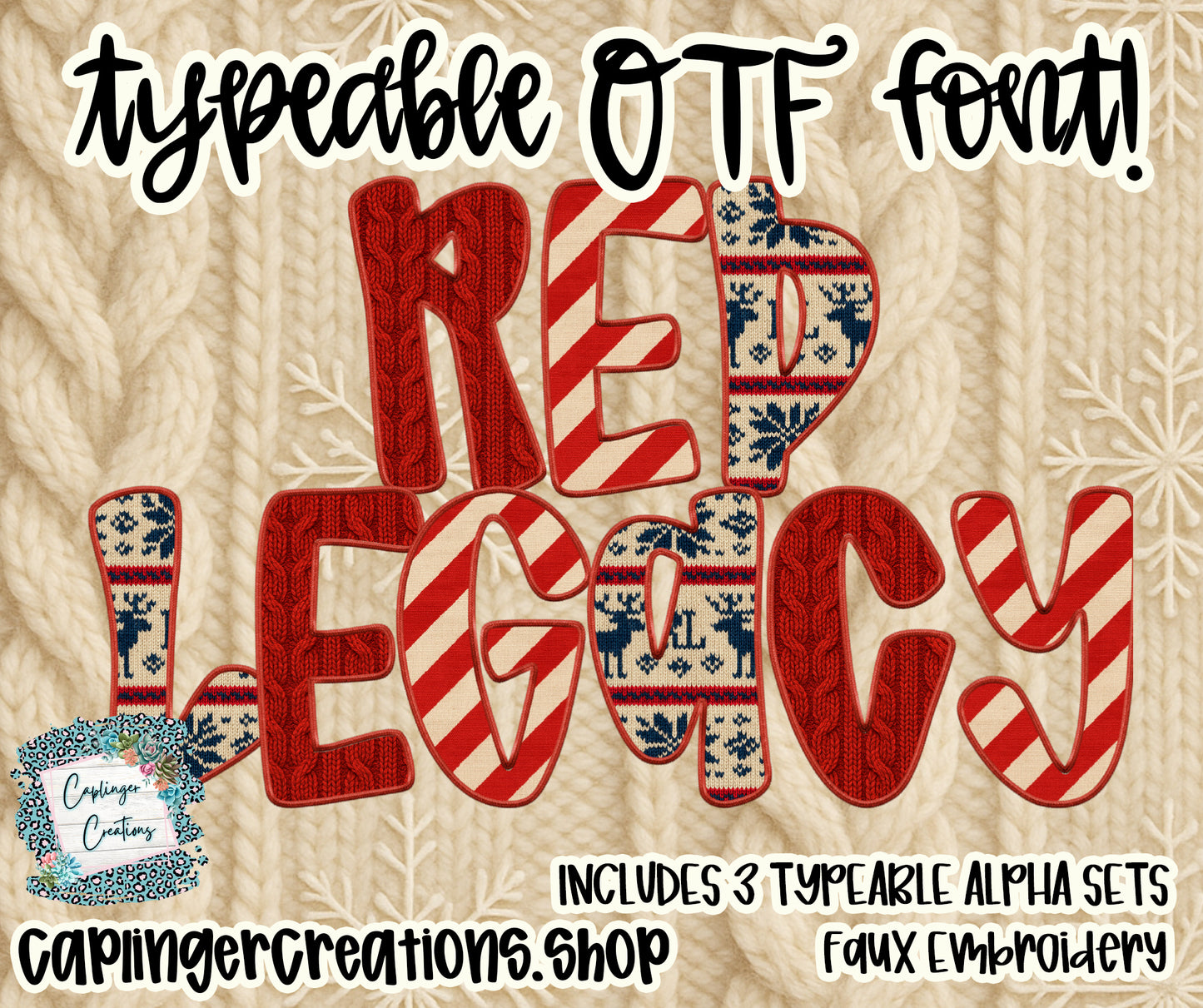 Red Legacy set of 3 TYPEABLE OTF FONT + PNGS - Digital download