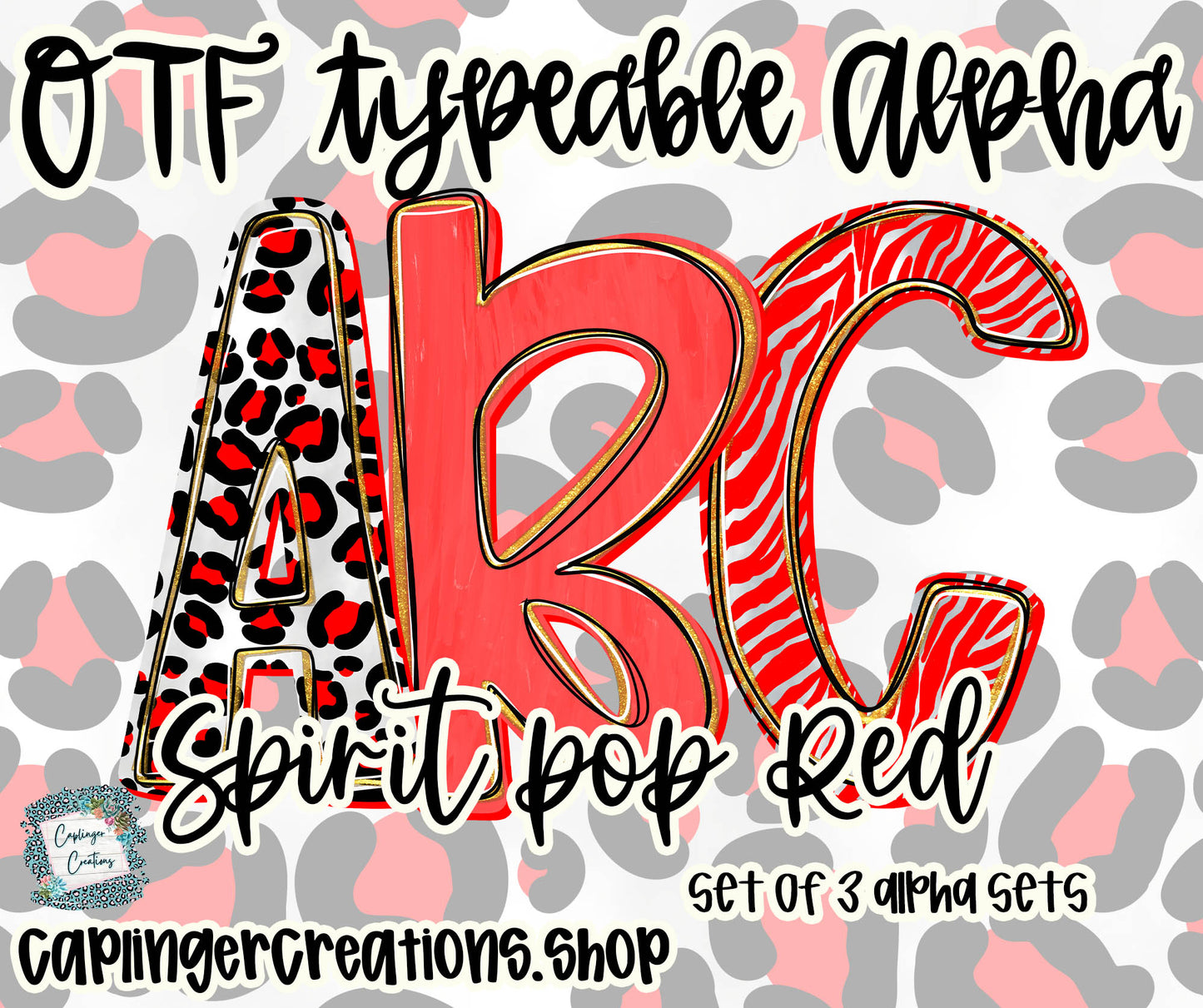 Spirit Pop Red - Set of 3 Alphas- TYPEABLE OTF FONT + PNGS- commercial use included - Digital download