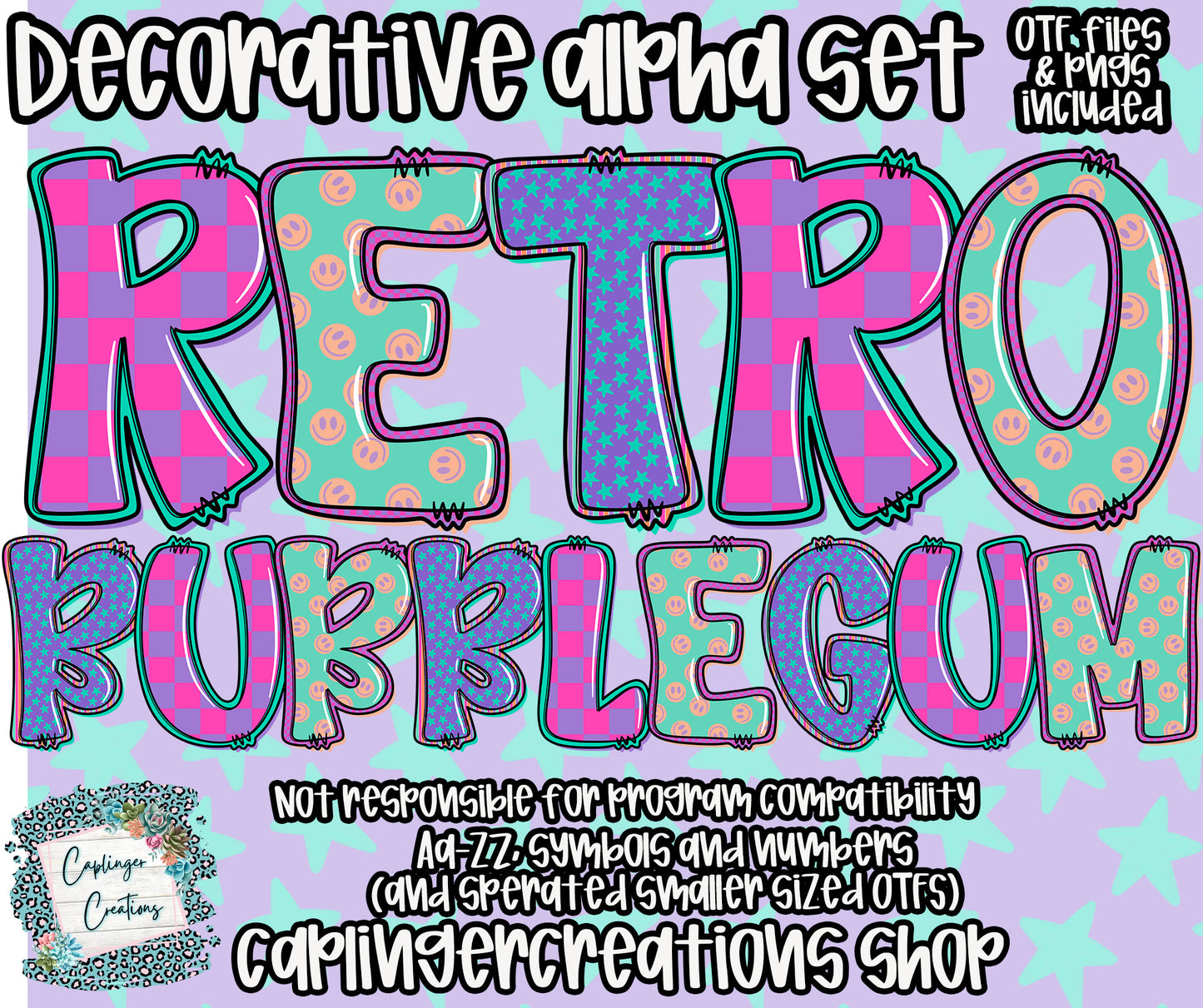 Retro BubbleGum - OTF & Drag and Drop PNGS- commercial use included - Digital download