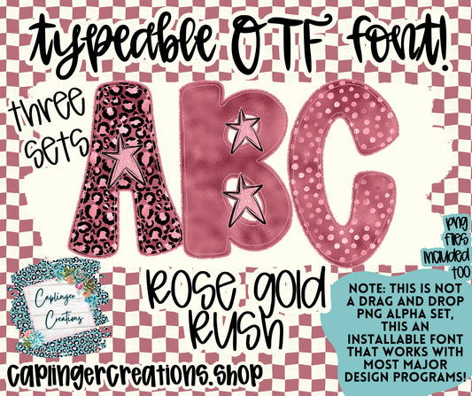 ROSE GOLD RUSH - TYPEABLE OTF FONT + PNGS - Digital download