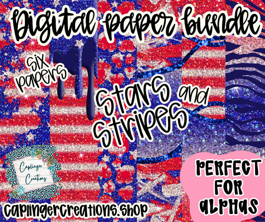 Digital Paper bundle Stars and Stripes - Digital download 300DPI PNG FILE
