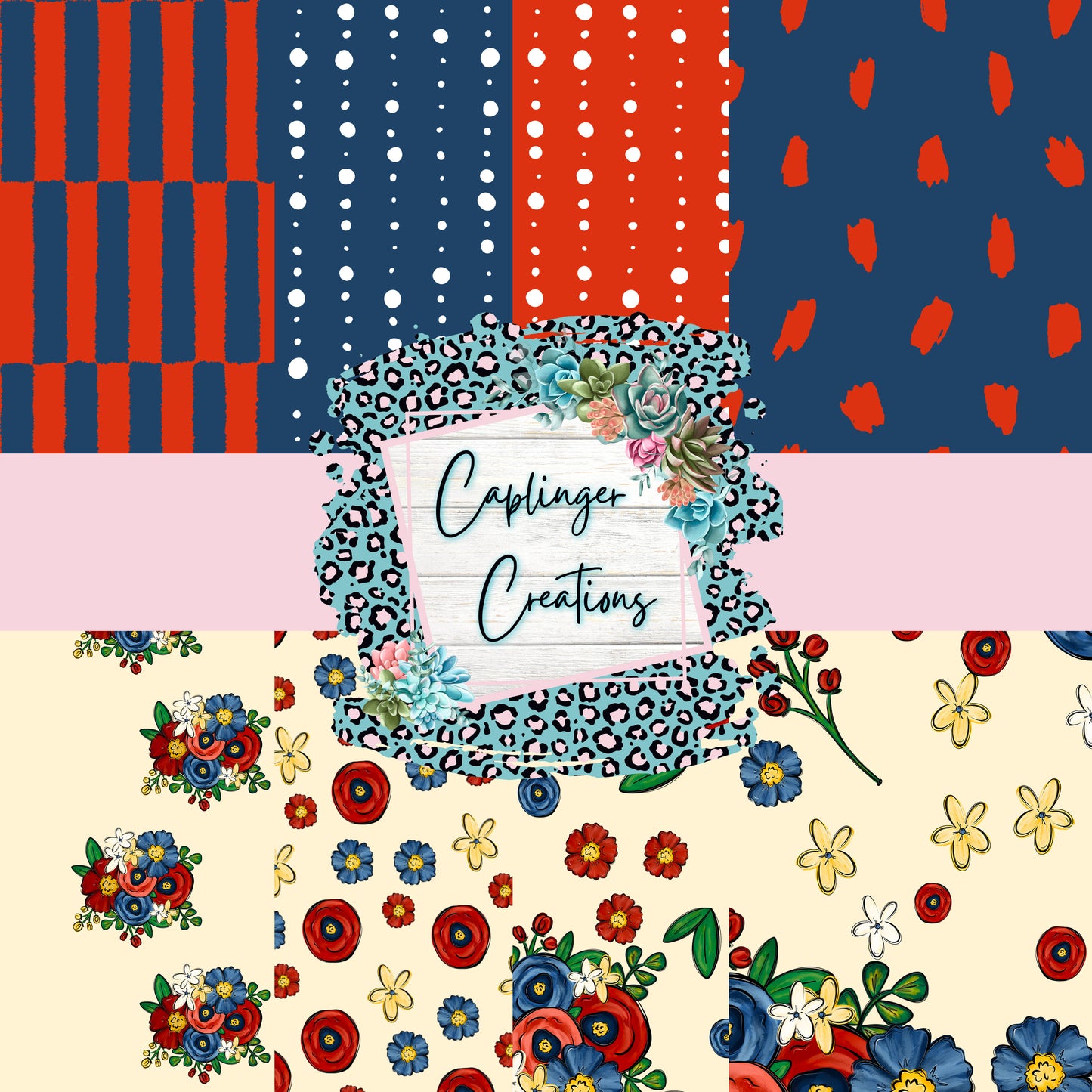 Digital Paper Pack -American Floral - Digital download 300DPI PNG FILE