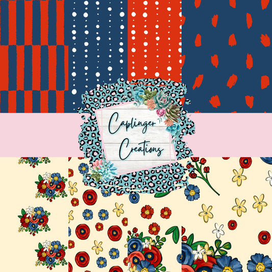 Digital Paper Pack -American Floral - Digital download 300DPI PNG FILE