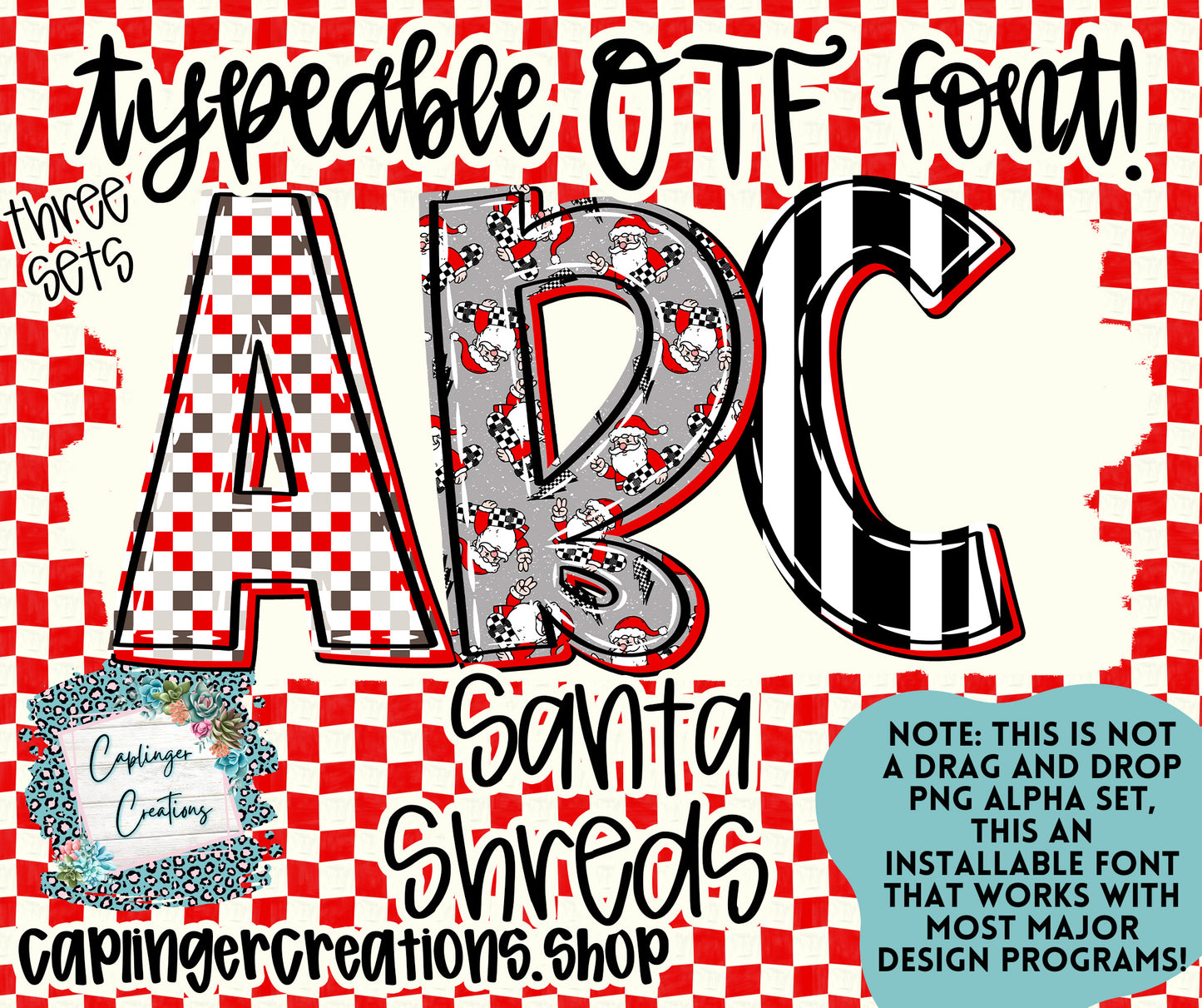 Santa Shreds - TYPEABLE OTF FONT + PNGS - Digital download