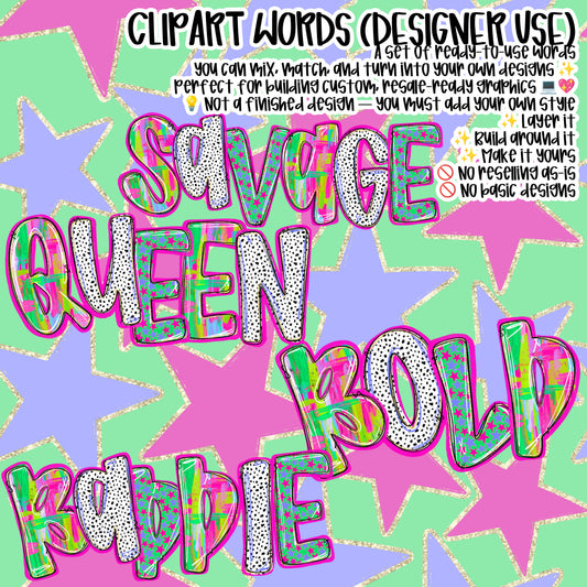 Savage Edgy Words - CLIPART WORDS - Trendy Chaos - CLIPART - commercial use included - Digital download