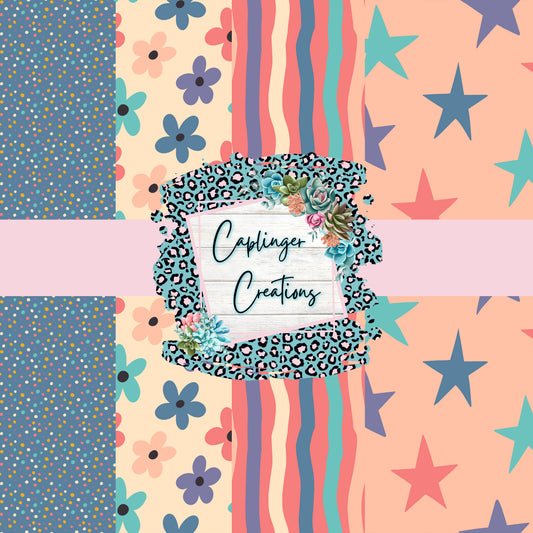 Daisy Pop - seamless 4 pack - Digital download 300DPI PNG FILE
