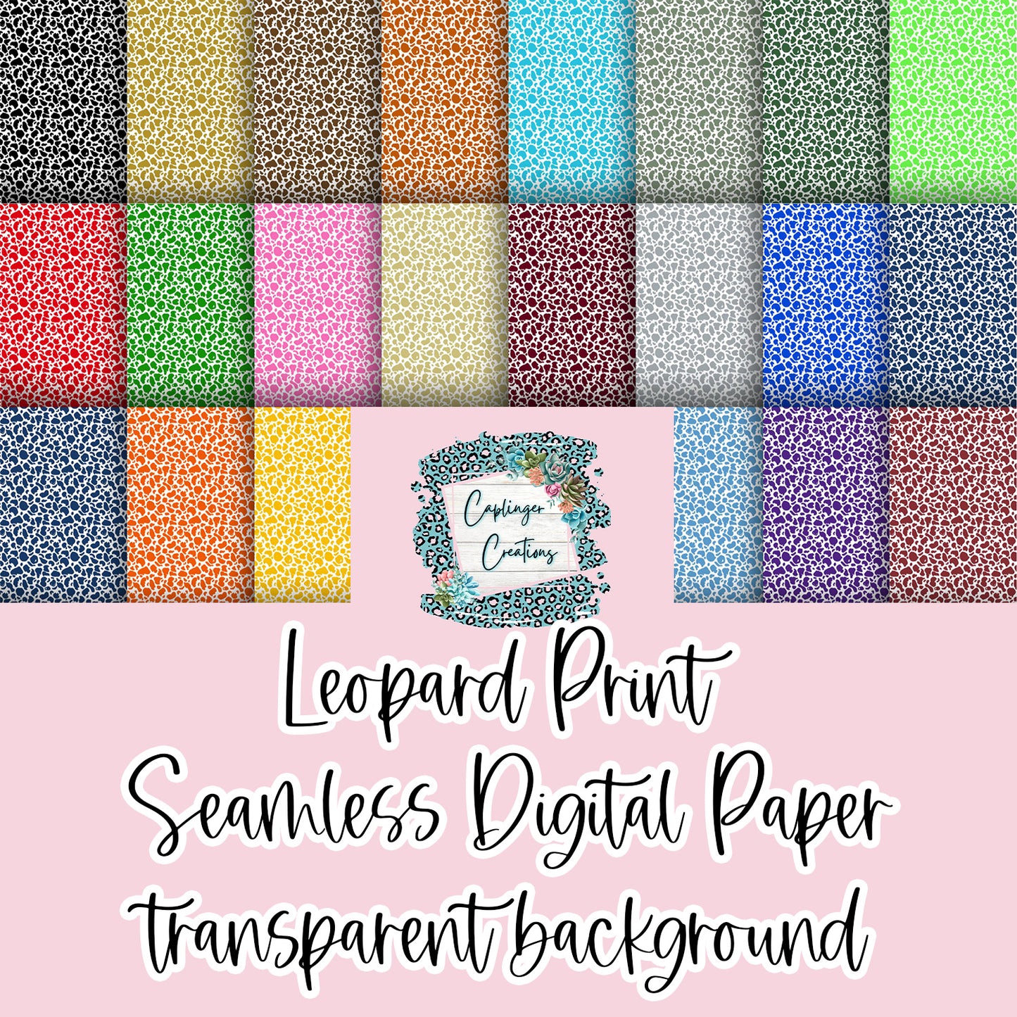 Leopard print 22 colors transparent background - SEAMLESS - Digital download 300DPI PNG FILE