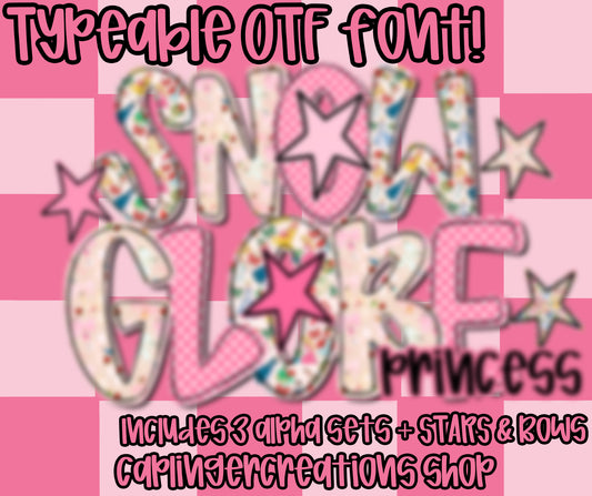 Snow Globe Princess - TYPEABLE OTF FONT + PNGS - Digital download