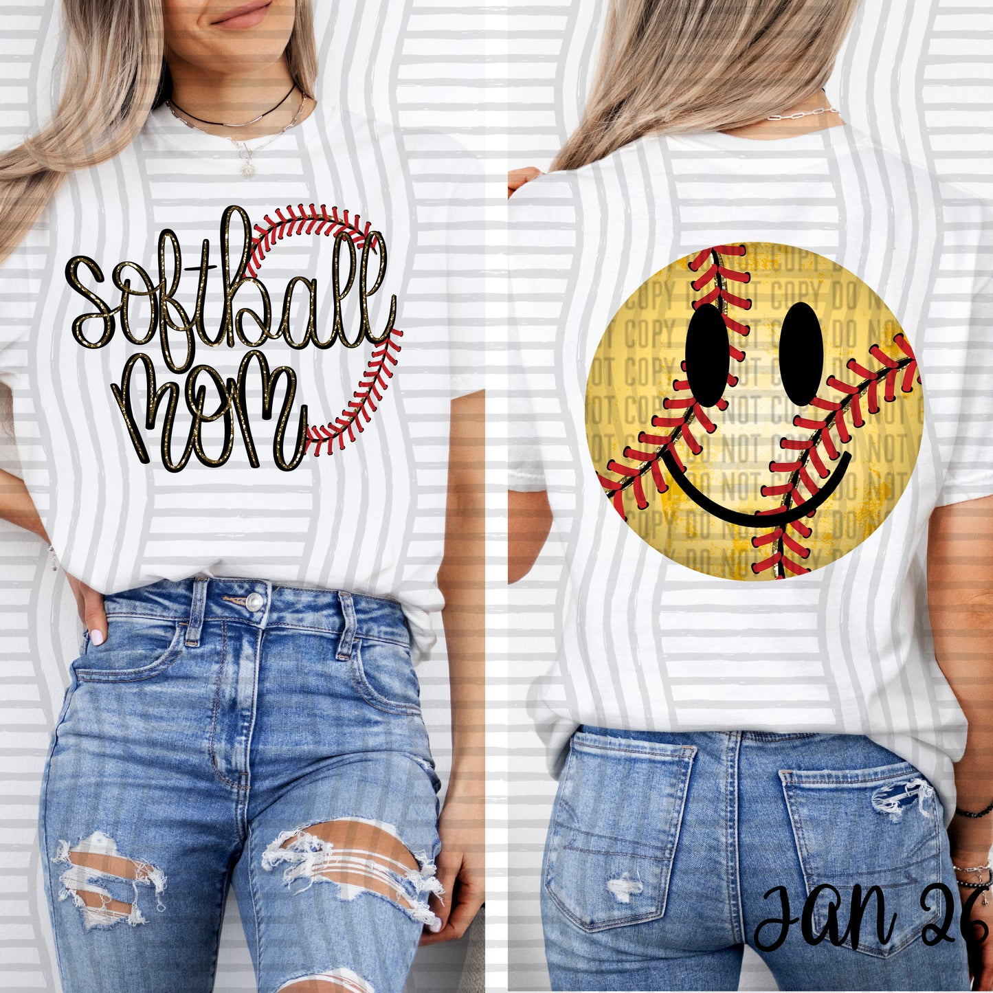 Thread Baseball (softball) Mom FULL SIZE comes with both front/back designs -  300DPI PNG FILE