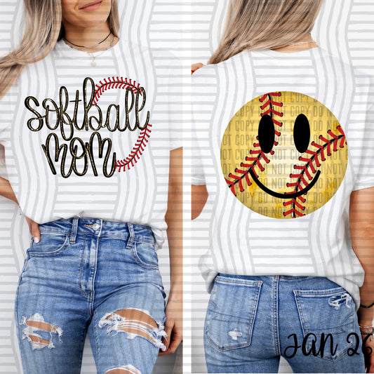 Thread Baseball (softball) Mom FULL SIZE comes with both front/back designs -  300DPI PNG FILE