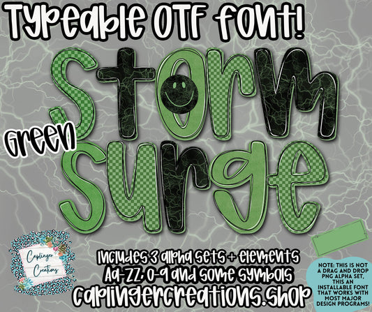 Storm Surge Green - OTF typeable & Drag and Drop PNGS- commercial use included - Digital download
