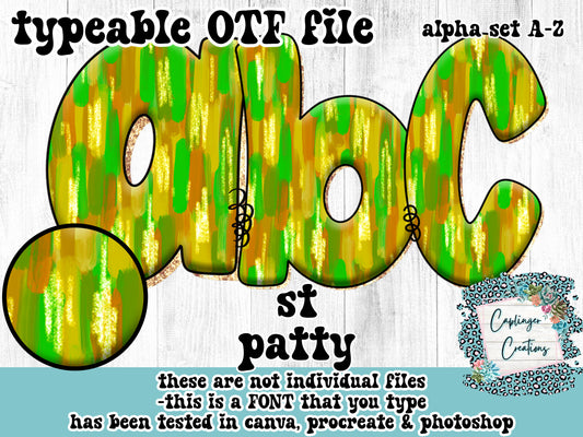 ST PATTY bubble font - ALPHA FONT A-Z - TYPEABLE OTF FONT - Digital download