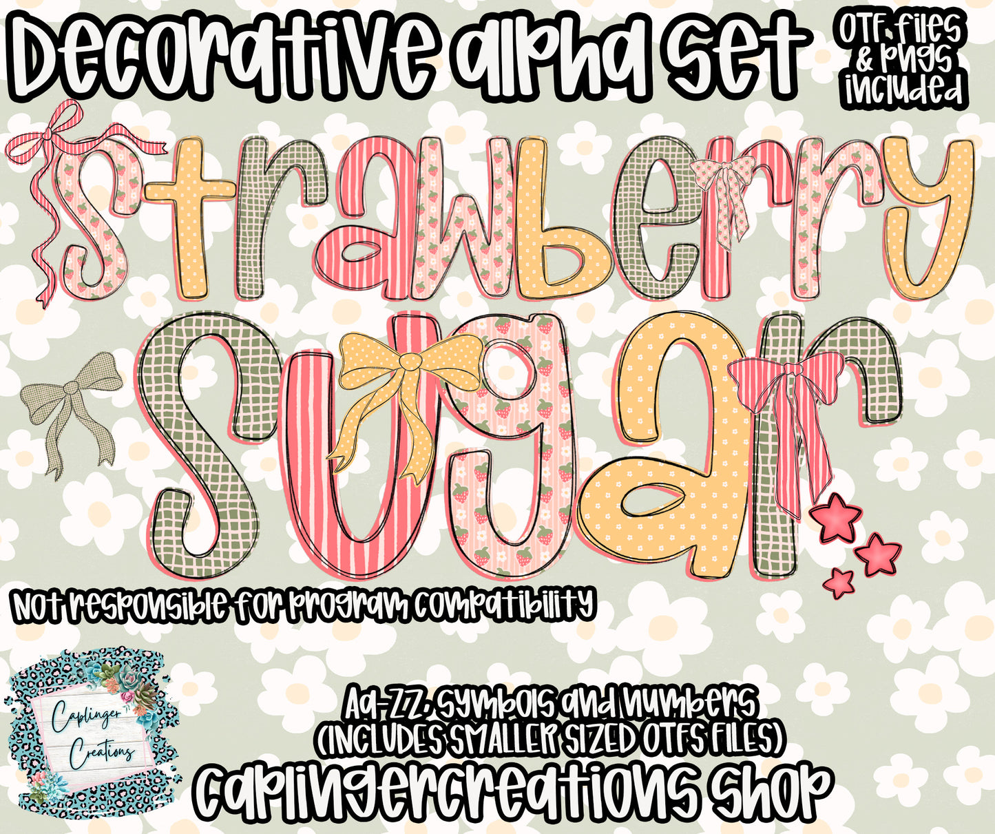 Strawberry Sugar - TYPEABLE OTF FONT + PNGS- commercial use included - Digital download