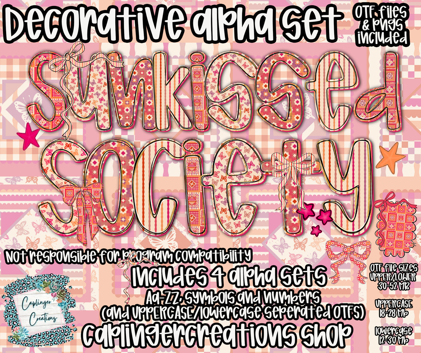 Sun-kissed Society - TYPEABLE OTF FONT + PNGS- commercial use included - Digital download