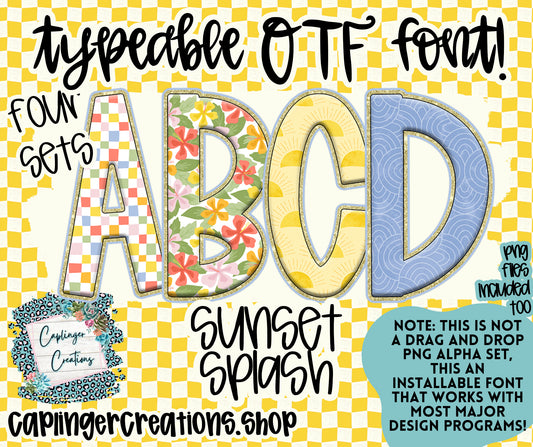 Sunset Splash - TYPEABLE OTF FONT - Digital download