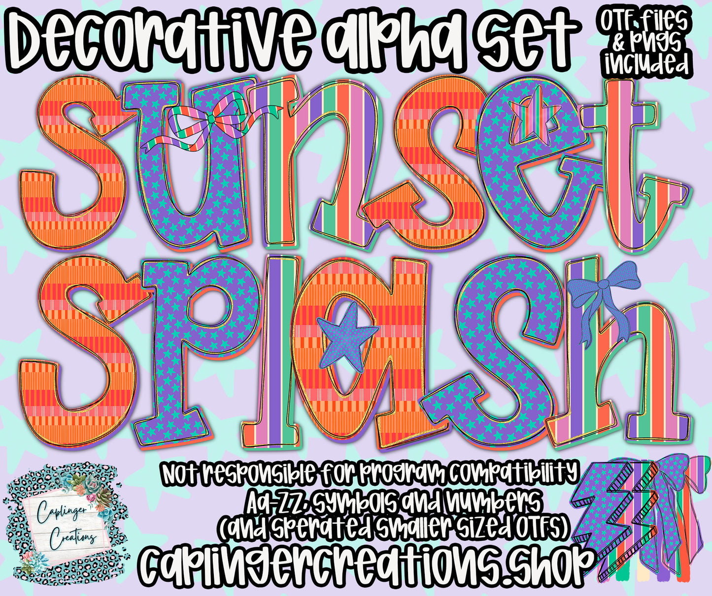Sunset Splash- OTF & Drag and Drop PNGS- commercial use included - Digital download