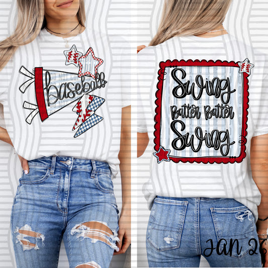 SWING BATTER BATTER SWING BASEBALL -  FRONT/BACK -  300DPI PNG FILE