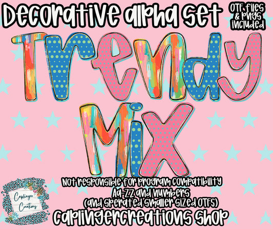 Trendy Mix - OTF typeable & Drag and Drop PNGS- commercial use included - Digital download