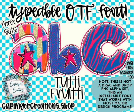 Tutti Fruitti  - TYPEABLE OTF FONT + PNGS - Digital download