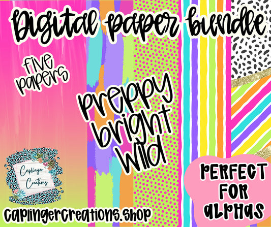 Digital Paper bundle Preppy Bright 4 - Digital download 300DPI PNG FILE