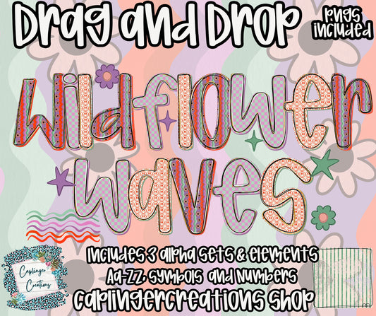WILDFLOWER WAVES - TYPEABLE OTF FONT + PNGS- commercial use included - Digital download